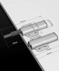 Push To Open Cabinet Latch Set Magnetic Door Touch Latches For Drawer Closure with measurements shown