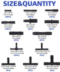 Versatile High Performance Automotive Silicone Vacuum Tubing Hose Kit Including 1/8 Inch to 3/8 Inch sizes and 126 nylon connectors.