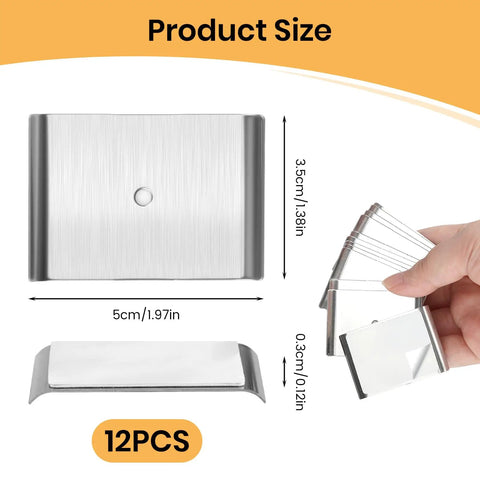 12 Pack Under Cabinet Light Metal Adhesive Strips For Magnetic LED Lights Mounting Replacement Iron Plates Sticky