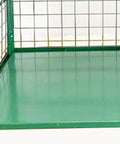 Side Opening Foldable Mesh Rolling Cage Cart for Warehouse Use a Real Workhorse Heavy Duty Dolly Trolley with Easy Access Door Space Saving Cage Cart for Quick Loading Unloading and Transport of Boxes and Packages, green steel mesh floor