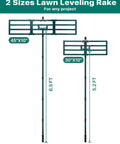 Heavy Duty Lawn And Yard Leveling Rake 45 Inch By 10 Inch With Wall Mount Hook compared with smaller 30 Inch By 10 Inch rake