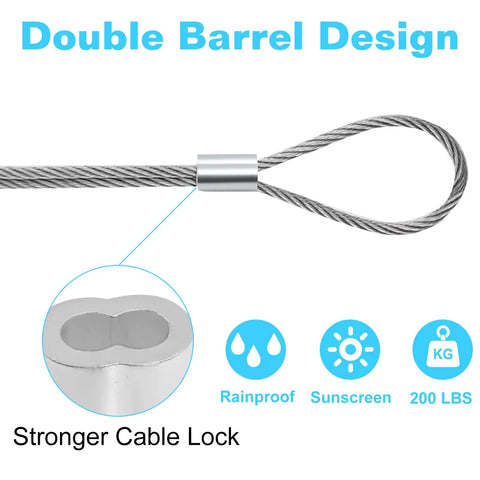 Heavy-Duty Aluminum Cable Crimp Sleeves Set Of 200 One Sixteenth Inch Loop Ferrules For Wire Rope Outdoor Indoor Use Built Tough For Fishing And Dog Leashes, double barrel cable lock