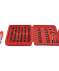 Sumsoctober 105 Piece Screwdriver Bit Set With 36-Tooth Chrome Vanadium Alloy Steel Mini Ratchet Tool Kit For All Your Heavy Duty DIY Home Repairs And Professional Mechanics gigs That Get The Job Done, open red case
