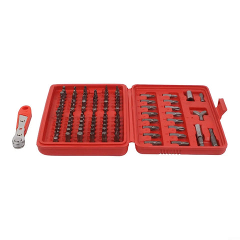 Sumsoctober 105 Piece Screwdriver Bit Set With 36-Tooth Chrome Vanadium Alloy Steel Mini Ratchet Tool Kit For All Your Heavy Duty DIY Home Repairs And Professional Mechanics gigs That Get The Job Done, open red case