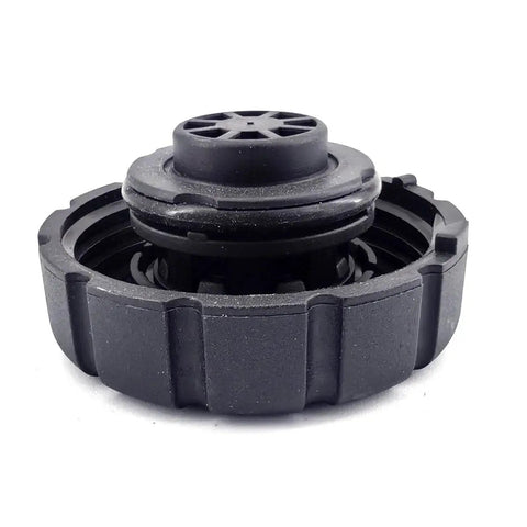 Mercedes-Benz Radiator Cap Replacement 2105010615 A2105010615 for C Class E Class S Class ML GLK, black, laid on white background.