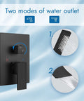 Waterfall Bathtub Faucet Wall Mounted Tub Filler With Handheld Shower Spout One Handle Shower Kit in Matte Black showing water outlets