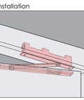 Reverse installation of Concealed Door Closer For Heavy Duty Doors Up To 88lbs Non Handed Sleek Low Profile Hidden Hardware diagram.