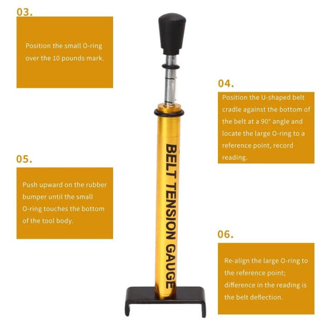 Heavy Duty Belt Tension Gauge Tool With L Shaped Pad Adjustable Up To 10 Pounds For Motorcycle And Car Belts Fast Readout Easy To Use Belt Tension Meter For Precise Adjustments And Prolonged Belt Life.
