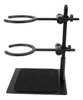 Adjustable Pour Over Coffee Brewer Stand With Double Tier Glass Carafe And Filter Cup Rack Smooth Swivel Base, black aluminum holder.