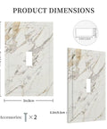Absolute Game Changer With This Sleek Gray White Marble 1 Gang Switch Cover Featuring A Crisp Modern Abstract Look And Hidden Screws showing dimensions.