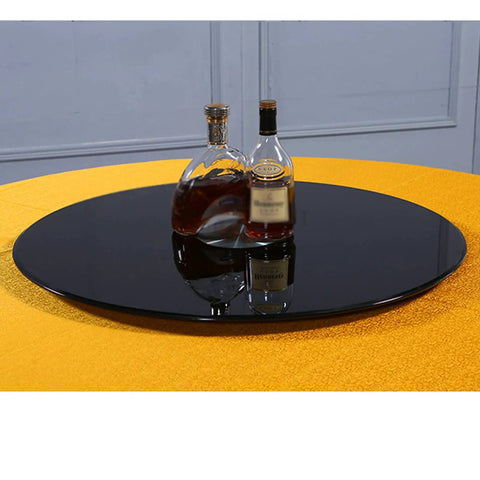 Ultra Large Tempered Glass Lazy Susan Turntable For Dining Tables 26-46 In Round Rotating Serving Tray Black Silent Stable Kitchen