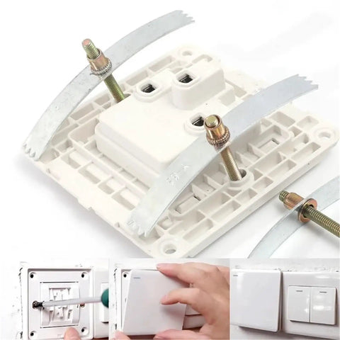 Two Hundred Piece Drywall Anchor Repair Kit For 86 Type Switch Boxes And Loose Wall Sockets With Heavy Duty Metal Clips Serrated Anti Slip Locking And Adjustable Telescopic Design For Easy No Fuss Mounts In Tight Spaces, white repair clip