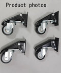 Heavy Duty Retractable Casters Set Of Four With Floor Mount Hardware Built Tough For Any Workshop Table Or Utility Cart Offering Rock Solid Locking Stability And Smooth Rolling Glide Across Concrete Surfaces Handling 300 KG Loads Like A Champ, featuring four 65mm black retractable wheels.