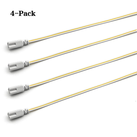 4-pack LED Linkable Power Cables For 2 Foot 24 Inch T5 T8 Tube Light Fixtures Double End Connector Extensions