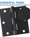 30 Pack Matte Black 3.5 Inch Door Hinges With Square Corners, Heavy Duty Interior Exterior Door Hardware, 6 Holes