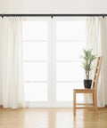 Heavy Duty Adjustable Curtain Rod 32 To 120 Inches 1 Inch Diameter Black Metal With End Caps Built To Last over white curtains