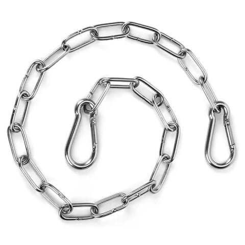 40 Inch Stainless Steel Gate Chain Lock For Outdoor Fences And Farm Corrals, heavy duty chain with spring clips shown coiled