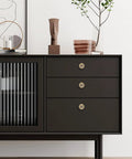 Sideboard with Round Pull Ring Embedded Handle Set For Cabinets Wardrobes And Drawers Hidden Invisible Pull Handles In Bronze Finish