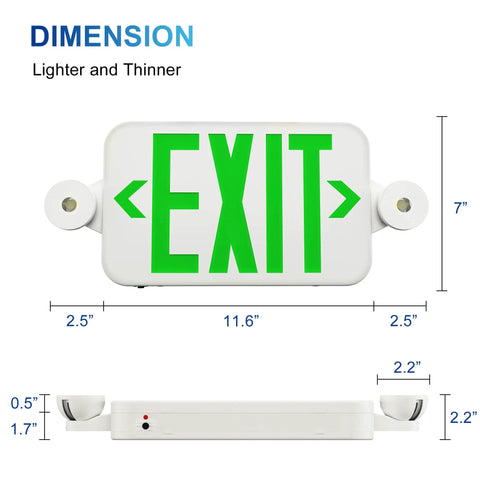 Front and side view of 4 Pack Exit Sign With Emergency Lights, Red And Green Color Change, Battery Backup, Durable Thermoplastic Housing