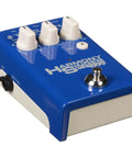 Blue vocal harmony pedal for instant one or two harmony voices ideal for live performances and studio sessions, top angle view.