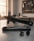 Left And Right 170mm Crank Arm Set For Bikes High Strength Hollow Design Ride-Ready Deformation-Resistant Power Transfer For Riders And Weekend Warriors Durable Aluminum Alloy Build For Mountain Road And Cyclists, black pair on table