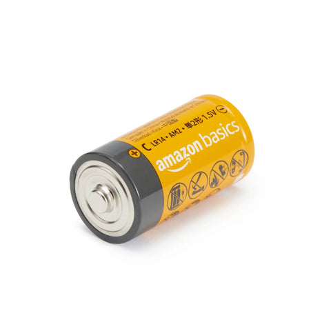 Heavy Duty C Cell Alkaline Batteries 1.5V 4 Pack Top Shelf Power For Home Toys Office Clocks Bright Flashlights at an angle