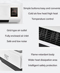 Wall Mounted Heater And Air Conditioner Featuring Remote Control Built In Timer Ultra Quiet Operation No Sweat Install straight up cool or heat performance control panel and air outlets.
