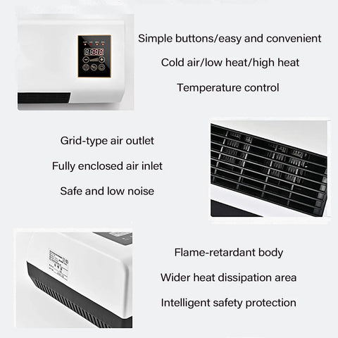 Wall Mounted Heater And Air Conditioner Featuring Remote Control Built In Timer Ultra Quiet Operation No Sweat Install straight up cool or heat performance control panel and air outlets.
