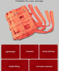 Heavy Duty Cargo Hoisting Net 250x250 Cm with Four Corner Straps folded for storage with polyester straps visible