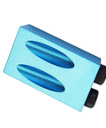 Close-up of pocket hole jig component from Essential 14 Piece Pocket Hole Jig Drill Kit With 15 Degree Dowel Joinery Set, blue color