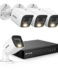 8 Channel 3K Lite Wired Security Camera System with H265 DVR AI Human and Vehicle Detection, four bullet cams, IP67 weatherproof