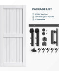White Barn Door 38 X 84 Inches With Sliding Door Hardware Kit Included, showing components and installation hardware.