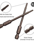 Get The Job Done Right With This 1 Pc Magnetic Torx Head Screw Driver Bit Set featuring Long 75mm Shafts And A Secure 1/4 Inch Hex Shank These Security Tamper Proof Bits Are Made From Heavy Duty S2 Steel To Prevent Stripping and Breakage ensuring a tight. S2 steel screwdriver bits with a center hole for tamper-proof use