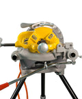 Reconditioned Heavy Duty Pipe Threading Machine With Foot Pedal And Quick Opening Die Head handles pipe with grip, sturdy metal frame.
