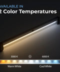 Hand Wave Activated Under Cabinet LED Lighting Kit Dimmable 20 Inch Plug In Black Finish Cool White 6000K with color temperatures