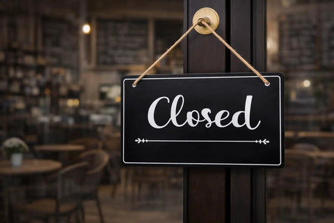 Closed side of Open Closed Sign For Biz 12x8 Inch PVC Plastic Double Sided Hanging Sign Waterproof Durable Display For Hours And Traffic Guidance