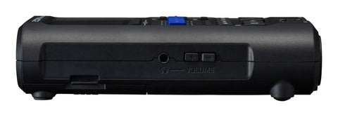 Side view of Multi Track Recorder For Musicians With Two XLR And TRS Combo Inputs 32 Bit Float Audio Built In Stereo Microphone.