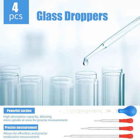 23 Piece Lab Glassware Set With Measuring Cups Beakers Graduated Cylinders Droppers Stirring Rods Cleaning Brushes And More For Chemistry Experiments Classroom Use A Must Have Starter Kit For Students And DIY Science Nerds, featuring glass droppers.