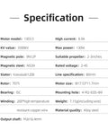 Specifications of Specter 1303.5 5500KV Brushless Motor For 2 To 4S Tiny Drones, 2 To 2.5 Inch Props And 2 To 3 Inch Toothpick Builds