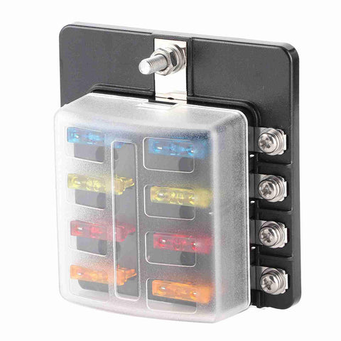 8 Way Waterproof Fuse Block With LED Indicators For Car Boat And Marine Use Sealed Screw Nut Terminals Built Tough Weatherproof Electrical Distribution Box For Outdoor And Marine Applications