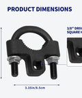Three Eighth Inch Inner Tie Rod Removal Tool With Low Profile Carbon Steel Build For Steering Rack Service Pro Grade Grip And Serrated Bite For Easy Installation And Removal showing 3/8 drive square hole and dimensions