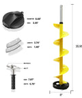 8 Inch Ice Auger For Cordless Drill With 35.95 Inch Extension Shaft Heavy Duty Nylon Polymer Body And Sharp Stainless Steel Blade