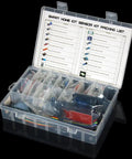 All In One 16 In 1 Smart Home Sensor Kit For Arduino And Raspberry Pi in an open box with sensor modules and list displayed