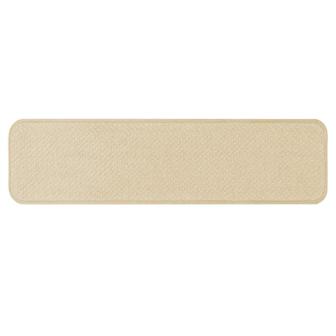 Ivory cream carpet stair tread from a set of 15 non slip carpet stair treads with rubber backing for safety on every step, 8 by 30 inches