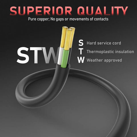 Heavy Duty 50 Foot 250 Volt Welder Extension Cord With 10 AWG Conductors For Welding Machines, STW jacket detail