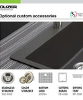 Custom accessories for G100 Sand Quartz Tone Kitchen Sink in Biscuit Top Mount Large Single Bowl 9.5 Inch Depth
