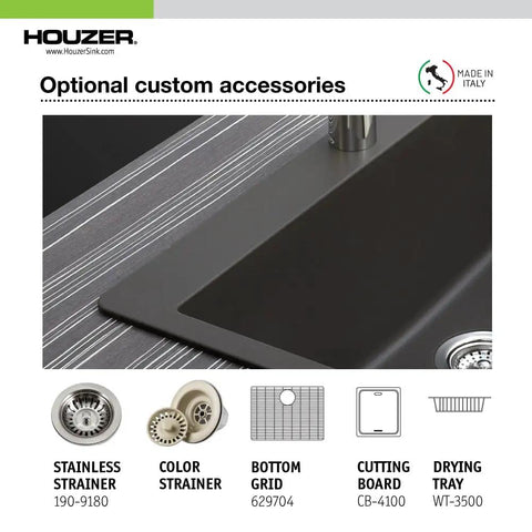 Custom accessories for G100 Sand Quartz Tone Kitchen Sink in Biscuit Top Mount Large Single Bowl 9.5 Inch Depth