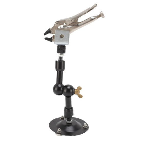 Adjustable Third Hand Welding Clamp With 360 Degree Rotation Magnetic Base And Heavy Duty Alloy Arms For Soldering, Electronic Repair And Jewelry Projects That Get The Job Done, showcasing flexible joints and robust design.