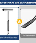12 Inch Stainless Steel Soil Core Sampler Probe With T Handle Pro Grade Heavy Duty Garden And Farm Soil Testing Tool