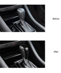 Before and after installation of Mazda Gear Shift Knob Cover Trim Cap For CX5 CX9 CX3 6 3 Models Carbon Fiber Style Interior Decoration Sticker